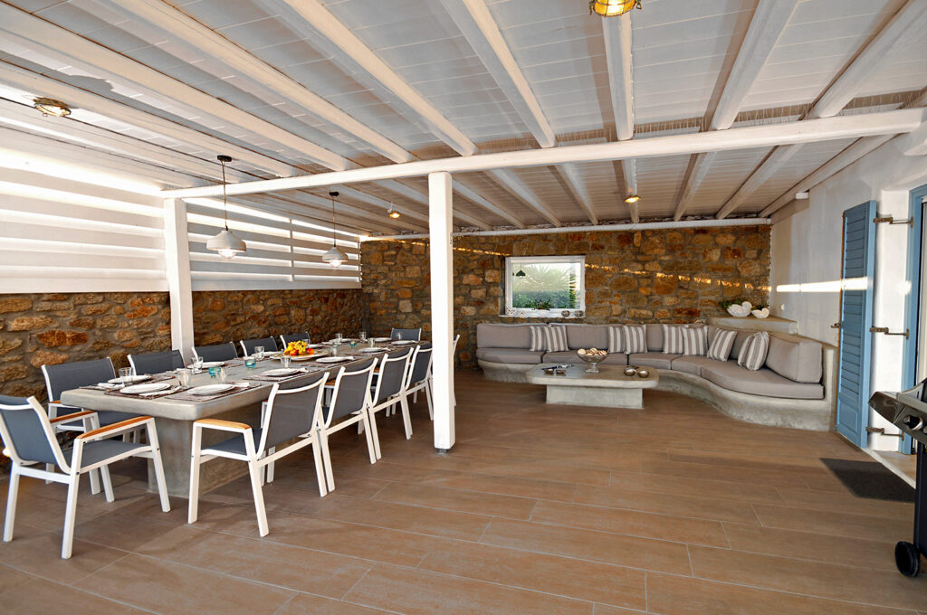 Luxury Villa veranda with pool sea and sun