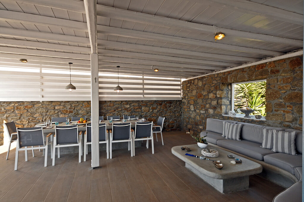 Luxury Villa veranda with pool sea and sun