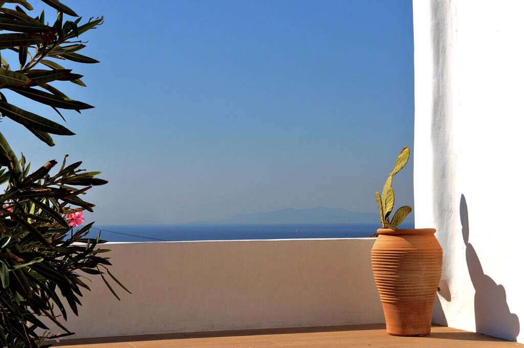 Luxury Villa veranda with pool sea and sun